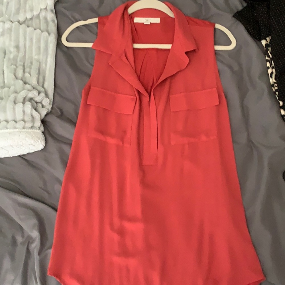 Loft sleeveless orange blouse